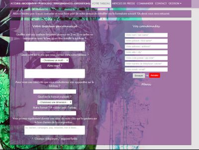 Formulaire de commande de tableau personnalisé