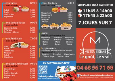 Face extérieur du menu