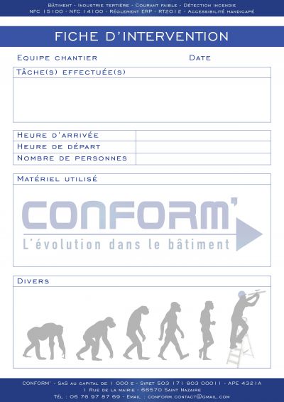 Papier carbone - fiche intervention