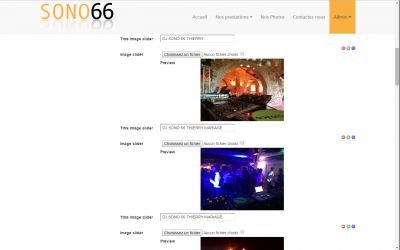 Gestion des images du slider de la page d'acceuil
